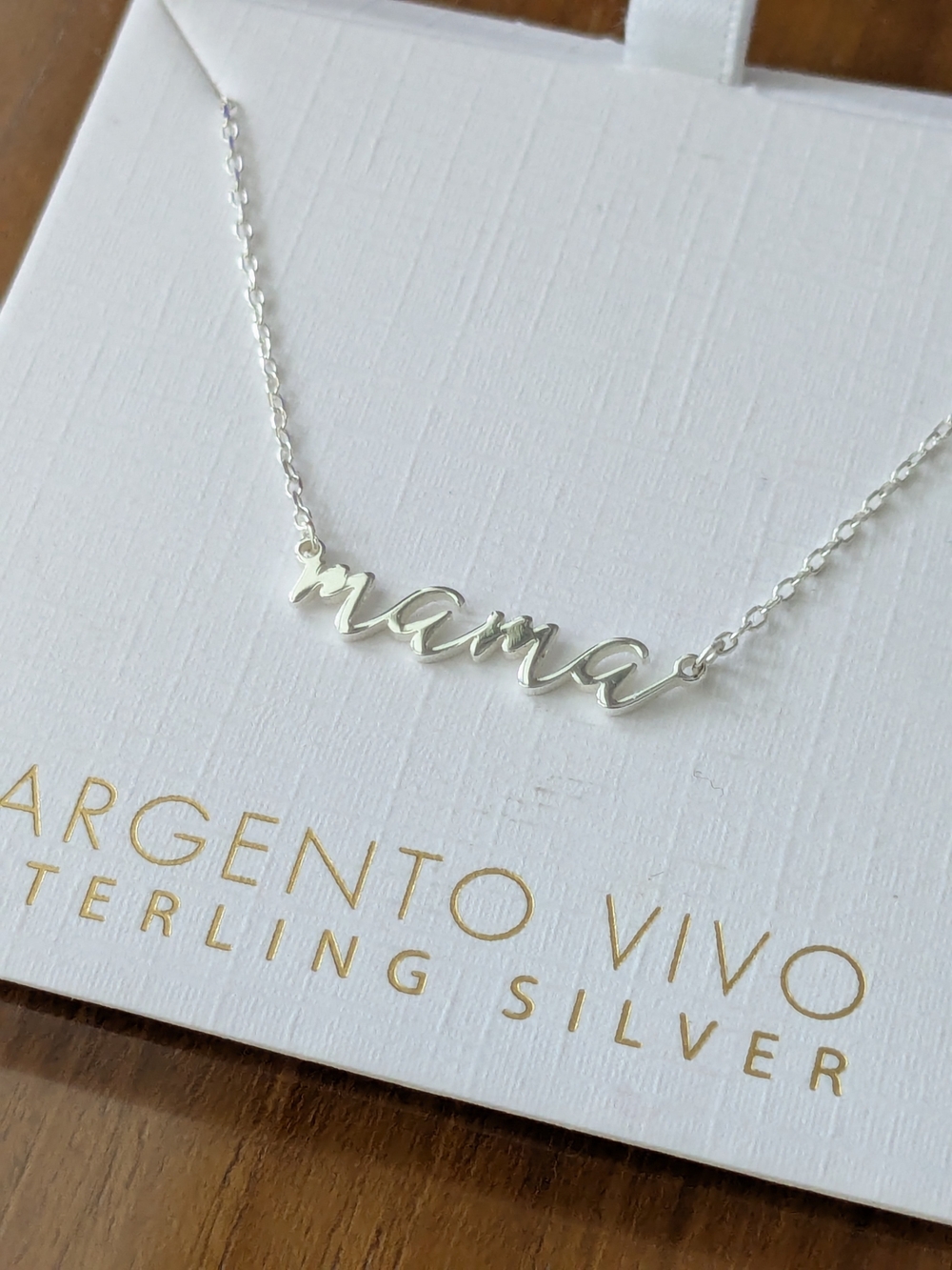 Argento Vivo Silver 'mama' Script Name Necklace - NEW - Picture 3 of 4